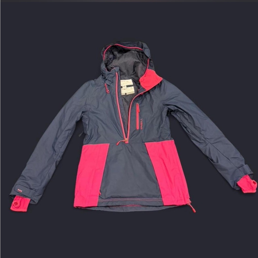 O'Neill Dark Blue and Hot Pink Color Block Hooded Ski Anorak
